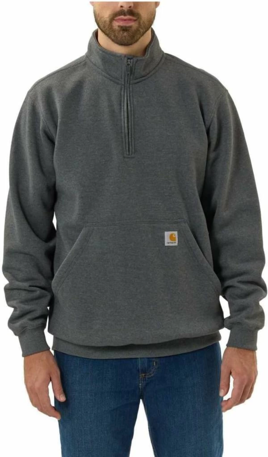 Carhartt Men's Loose Fit Quarter-Zip Mock Neck Pullover Sweatshirt - Midweight Fleece Workwear