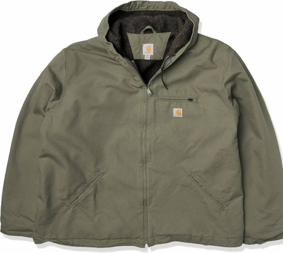 Carhartt Men's Sherpa-Lined Washed Duck Work Jacket - Durable Winter Coat for Men