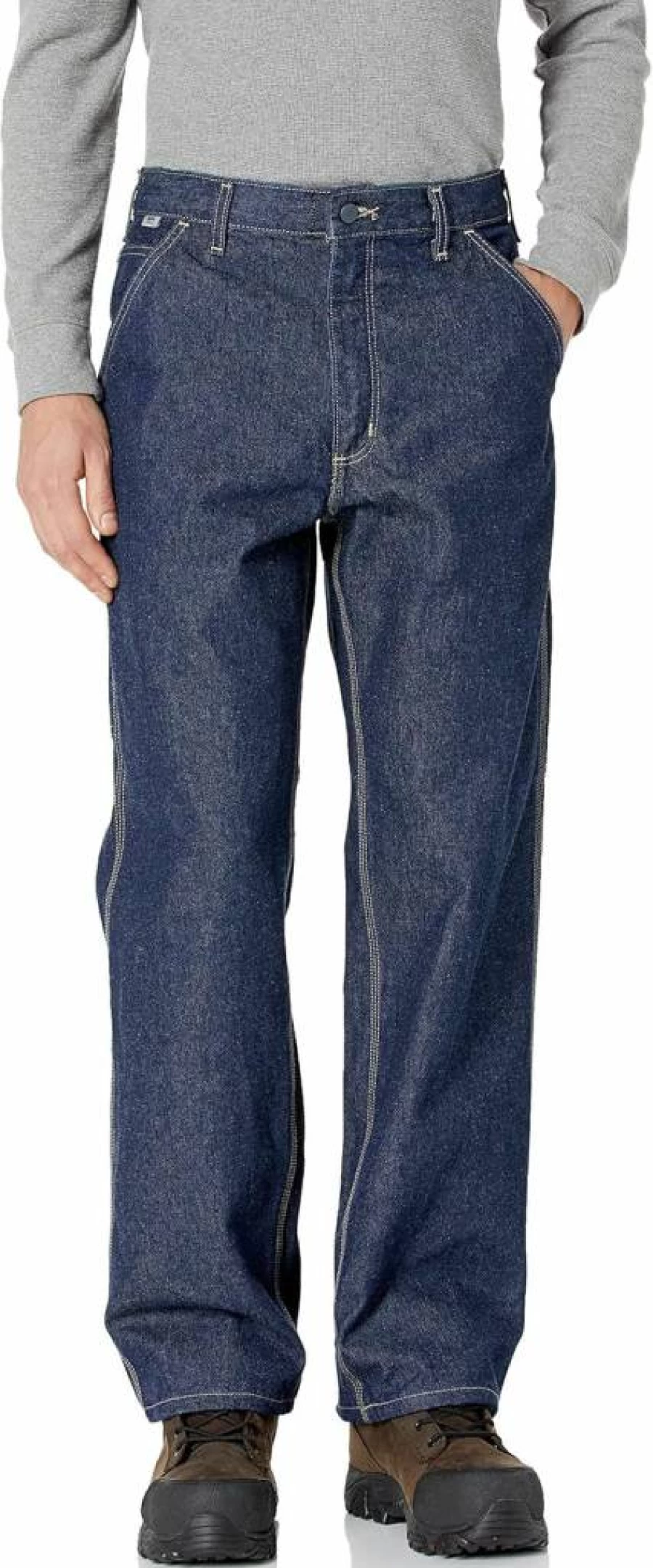 Carhartt Men's Flame Resistant Signature Denim Dungaree Work Pants - Durable & Comfortable Workwear