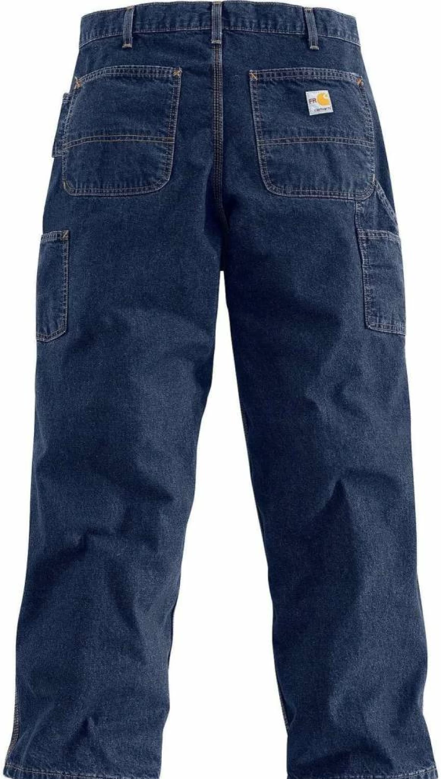 Carhartt Men's Flame Resistant Signature Denim Dungaree Work Pants - Durable & Comfortable Workwear