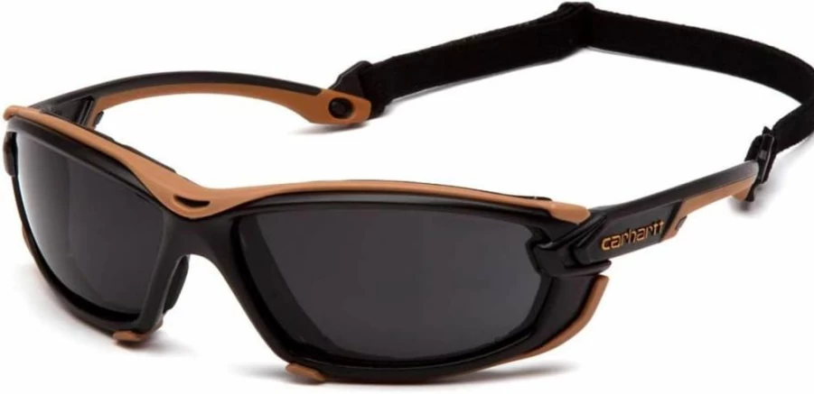 Carhartt CHB1018Dtmp Toccoa Sandstone Bronze Safety Glasses with Anti-Fog Lens, Black/Tan, One Size Fits All