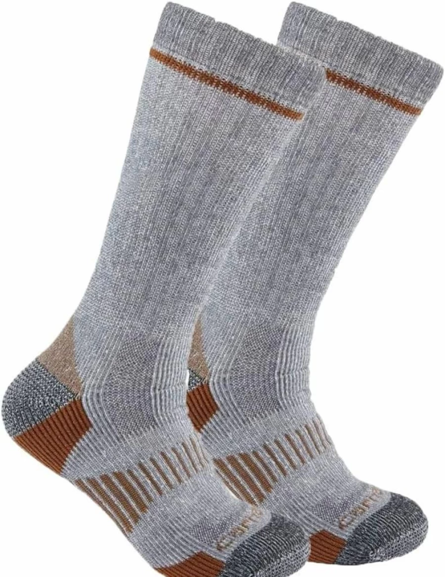 Carhartt Men's Midweight Synthetic-Wool Blend Work Boot Socks 2-Pack - Durable Comfort for Heavy Duty Use
