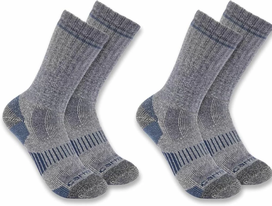 Carhartt Men's Midweight Synthetic-Wool Blend Work Boot Socks 2-Pack - Durable Comfort for Heavy Duty Use