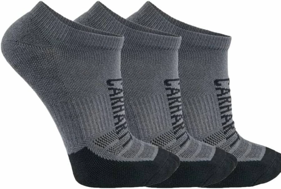 Carhartt Men's Force Midweight Low Cut Socks 3-Pack - Durable Work Socks with Logo