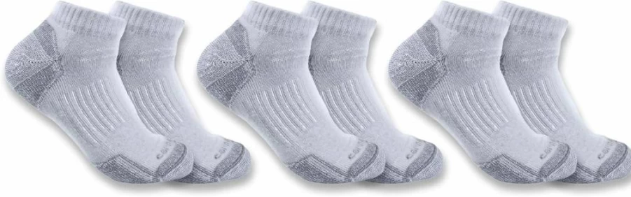 Carhartt Men's 3-Pack Midweight Cotton Blend Low-Cut Work Socks for Comfort & Durability