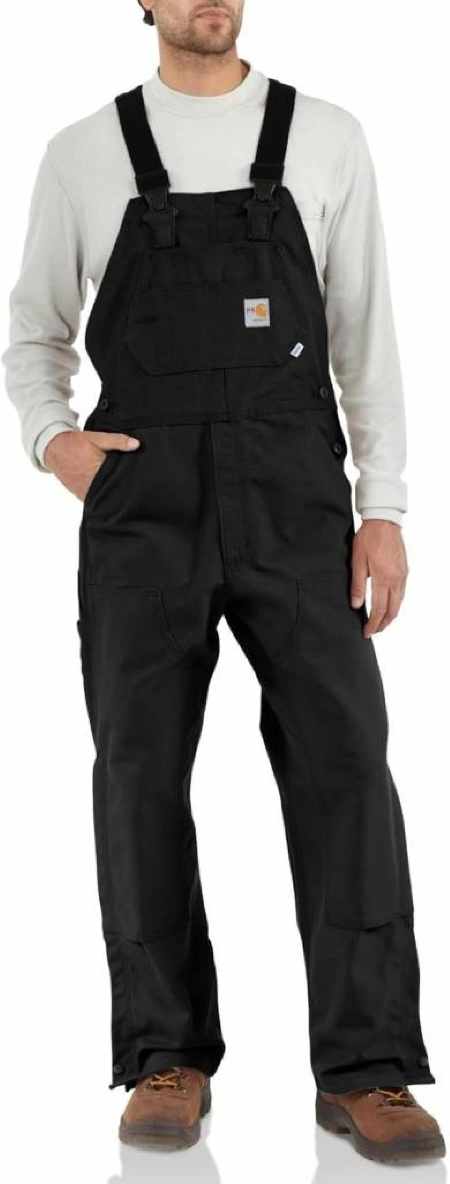 Carhartt Men's Flame-Resistant Duck Bib Overalls - Durable Unlined Workwear for Safety & Comfort