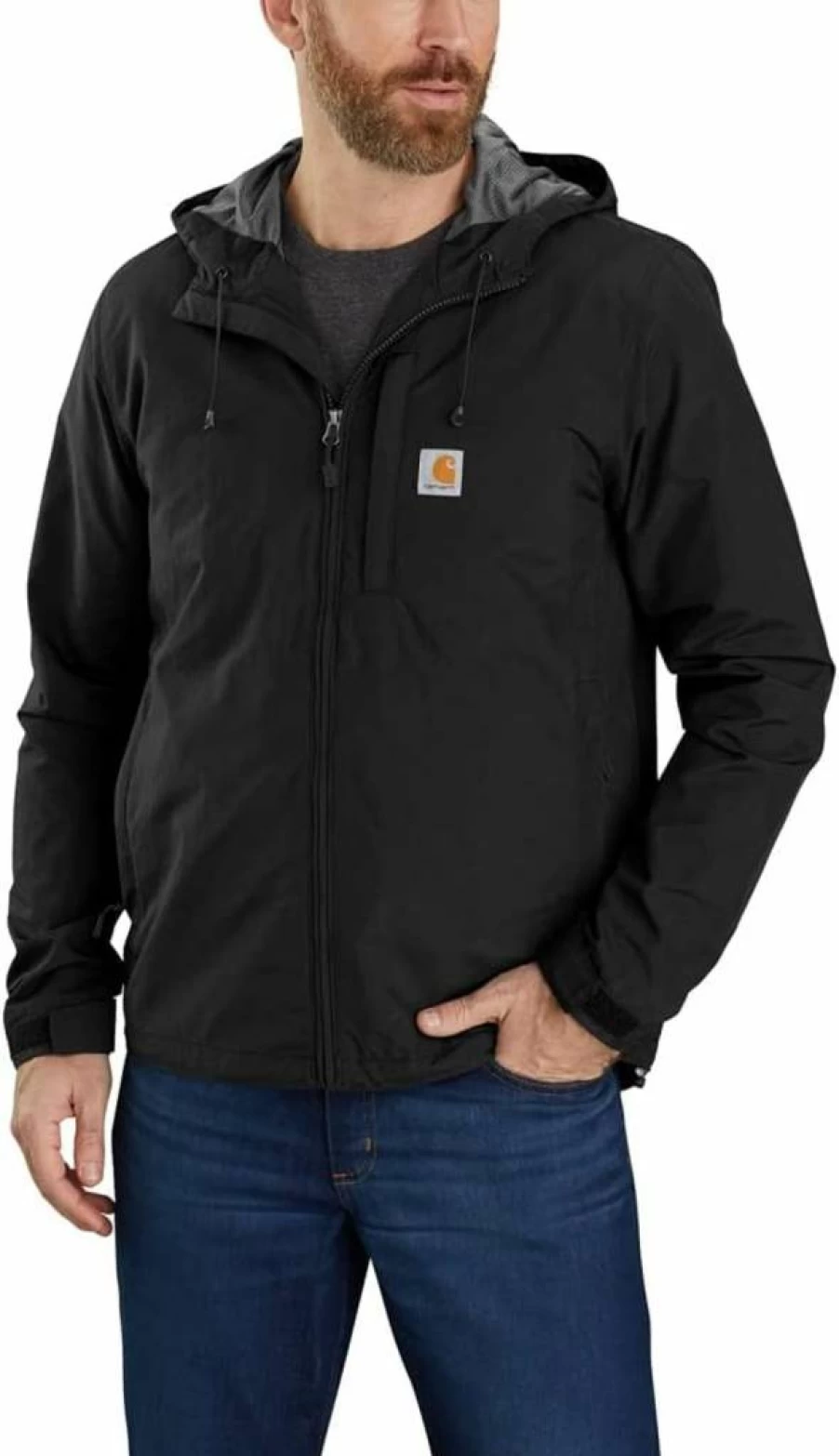 Carhartt Men's Lightweight Rain Defender Jacket - Relaxed Fit Water-Resistant Outdoor Work Coat