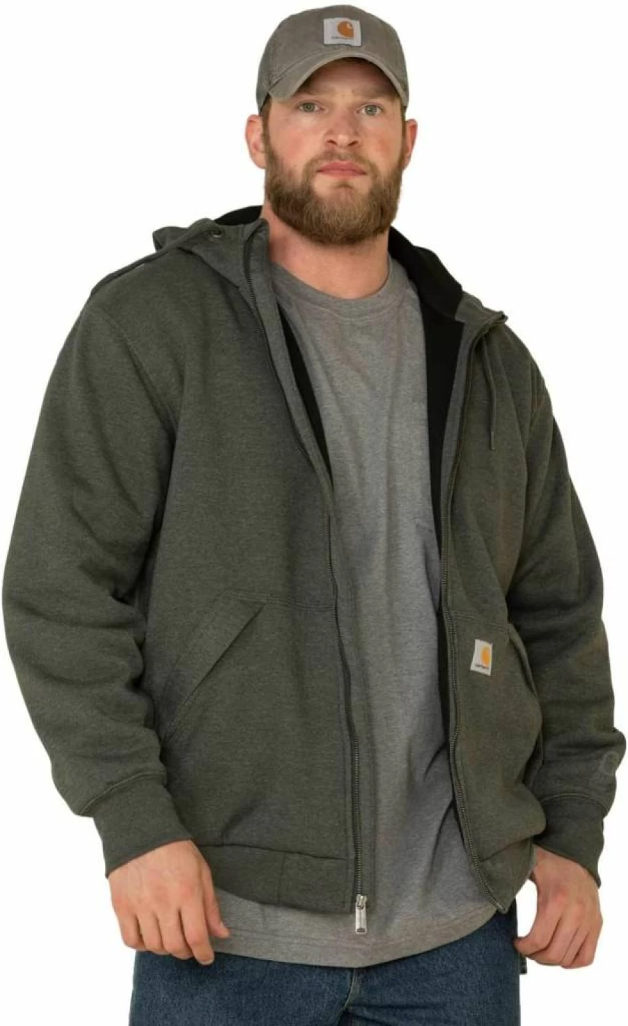 Carhartt Men's Loose Fit Midweight Full-Zip Hooded Sweatshirt with Rain Defender Technology & Thermal Lining