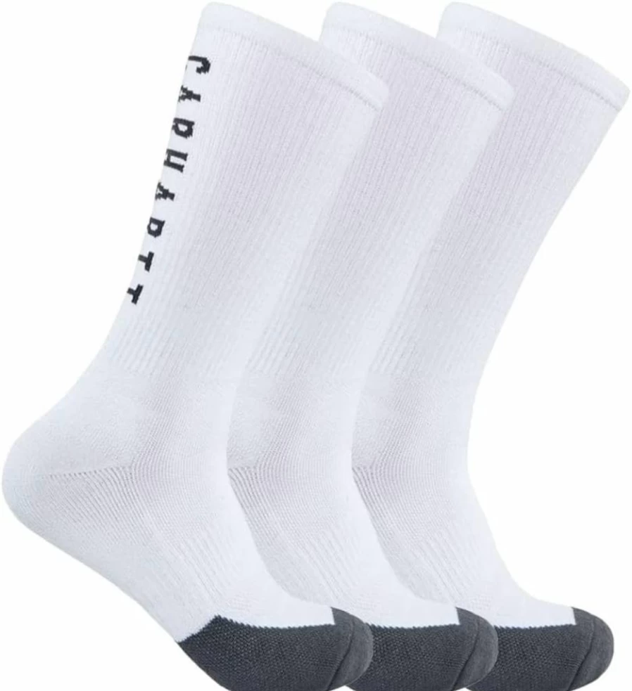 Carhartt Men's Force Midweight Logo Crew Socks 3-Pack - Durable Work Socks for Men