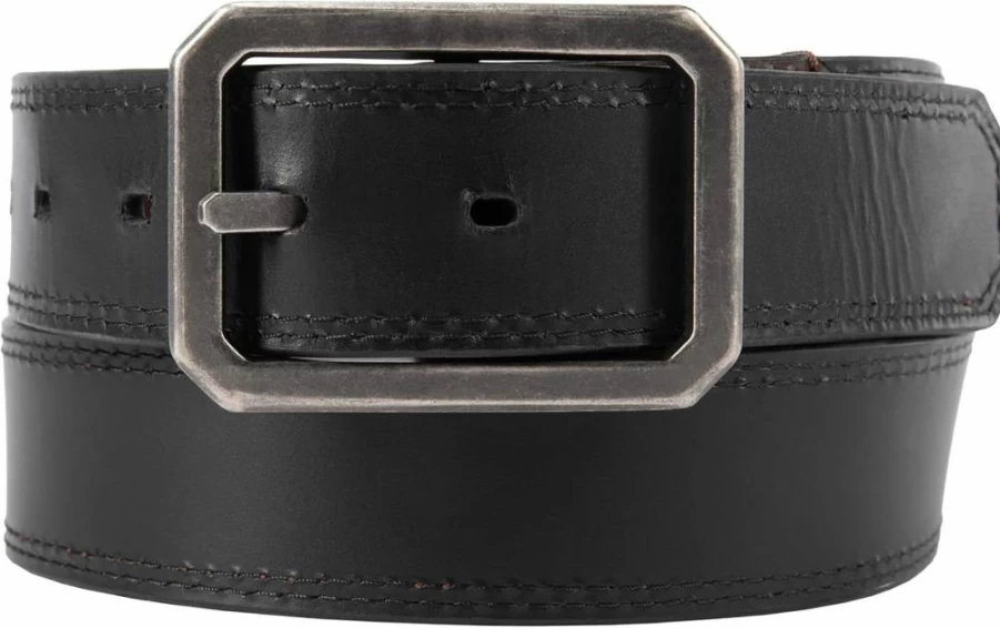 Carhartt Men's Reversible Leather Belt with Antique Nickel Buckle – Durable Full Grain Leather Work Belt