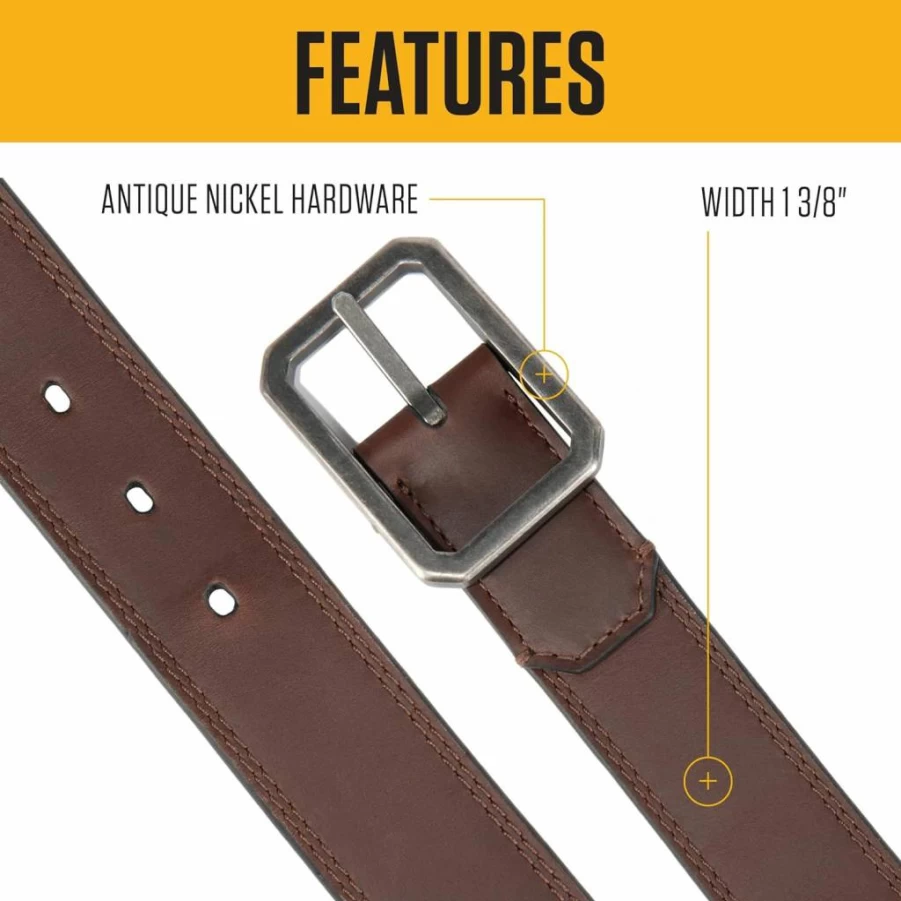 Carhartt Men's Reversible Leather Belt with Antique Nickel Buckle – Durable Full Grain Leather Work Belt