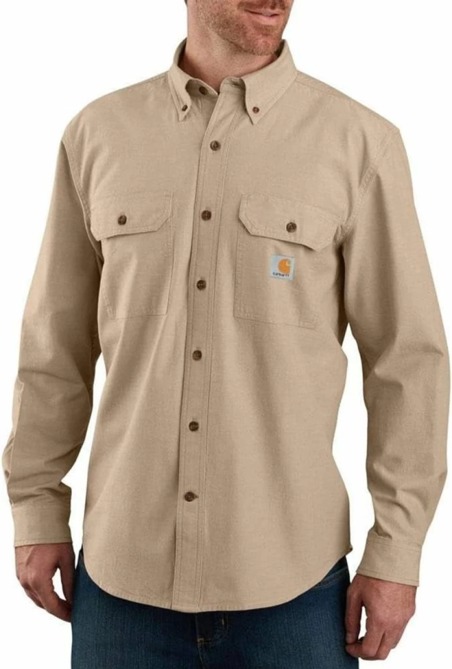 Carhartt Men's Loose Fit Midweight Work Shirt - Durable Casual Button-Up Shirt for Men