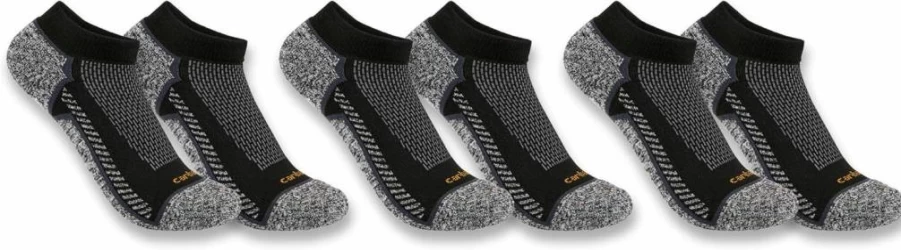 Carhartt Men's Force Lightweight Low-Cut Socks 3-Pack - Breathable Work Socks for Daily Comfort