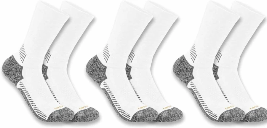 Carhartt Men's Force Performance Work Socks - 3-Pack Durable Crew Socks for Work & Outdoor