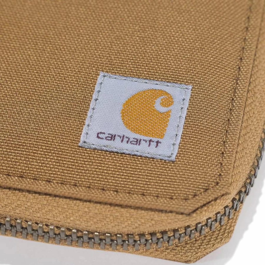 Carhartt Men's Black Nylon Duck Zipper Wallet - Durable Bifold with Secure Zip Closure - One Size Fits All