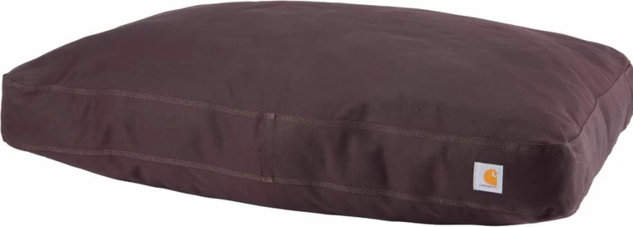 Carhartt Medium Duck Canvas Dog Bed with Sherpa Top - Water Resistant Durable Pet Bed in Deep Wine