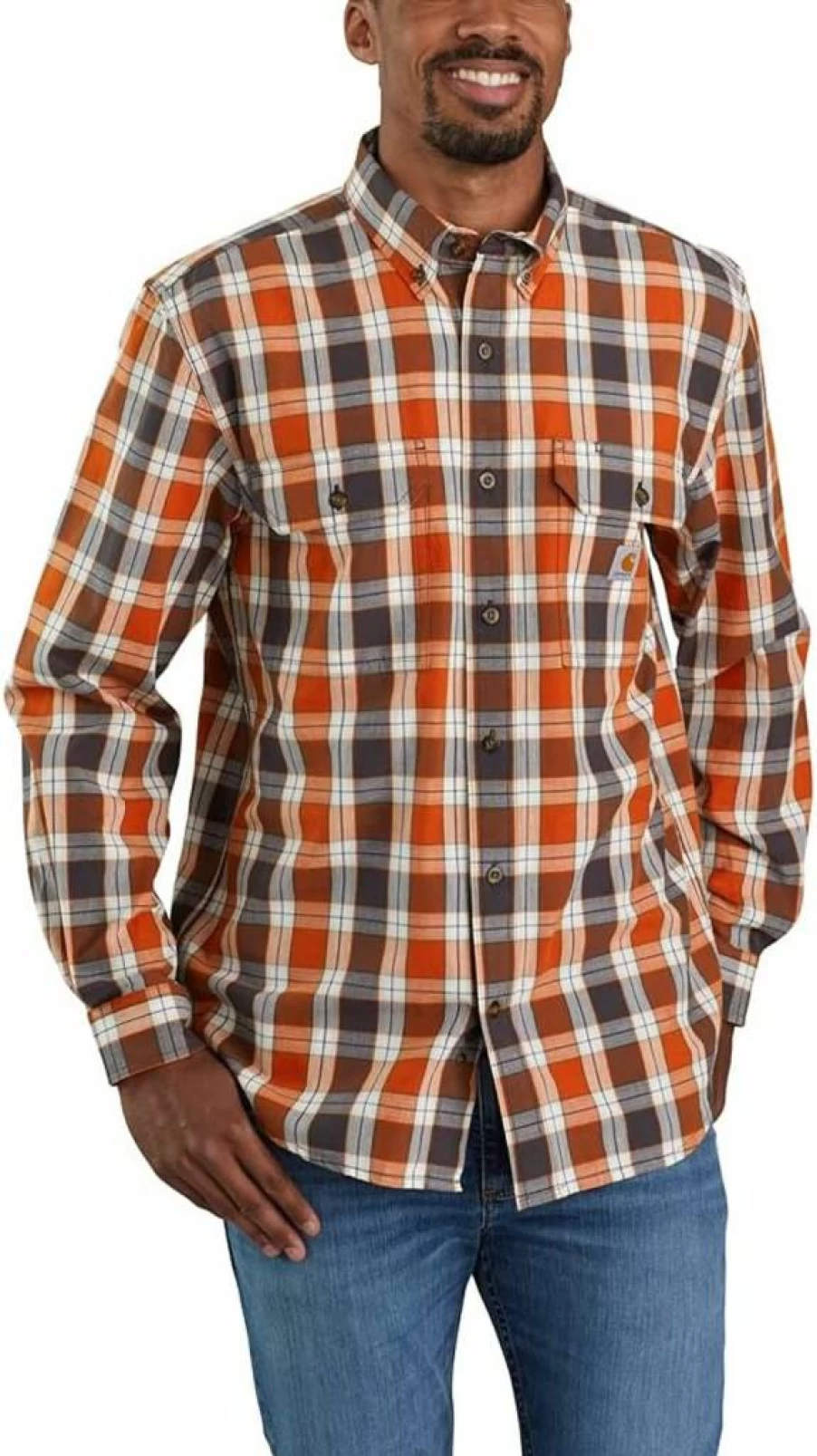 Carhartt Men's Loose Fit Midweight Work Shirt - Durable Casual Button-Up for Men