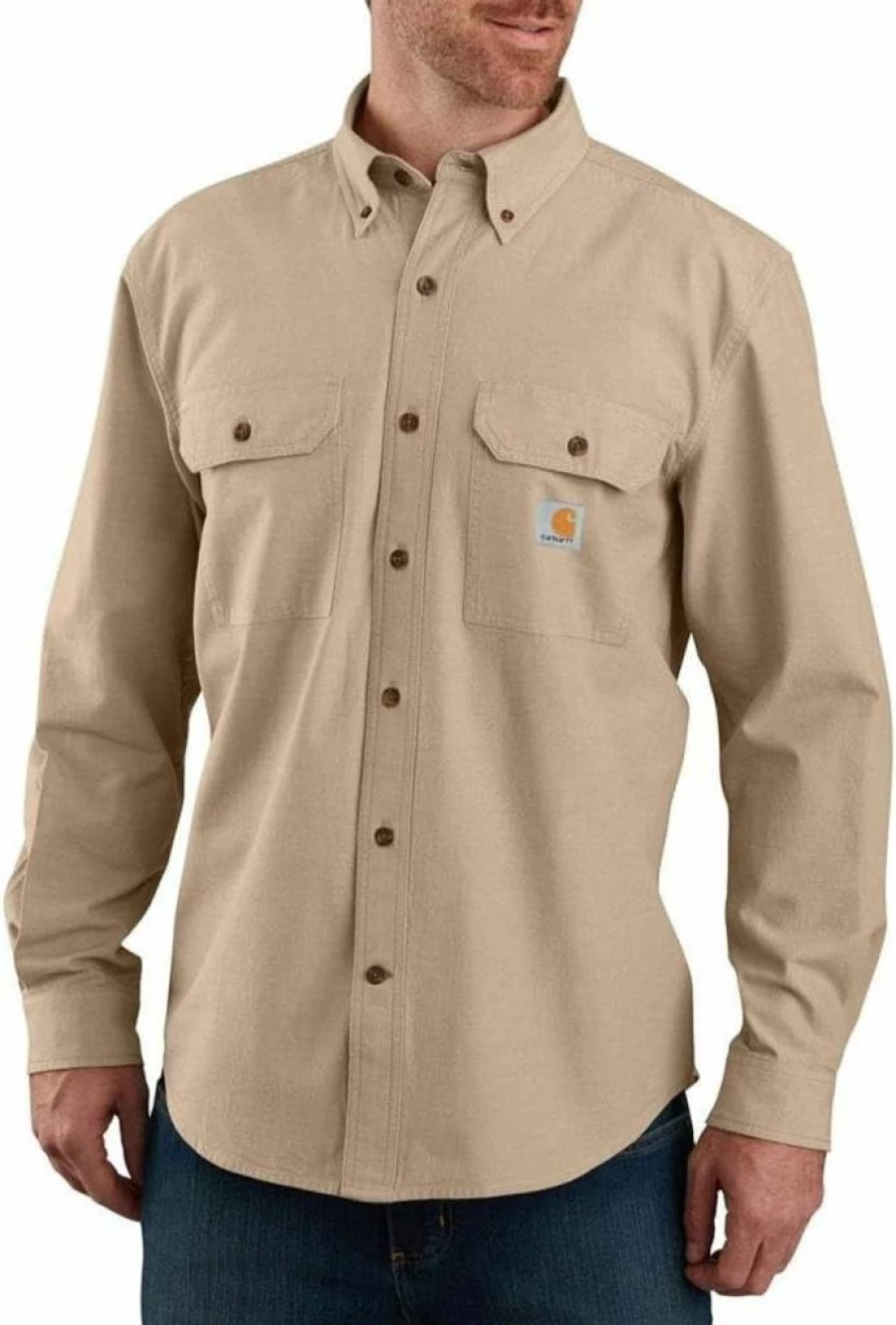 Carhartt Men's Loose Fit Midweight Work Shirt - Durable Casual Button-Up for Men