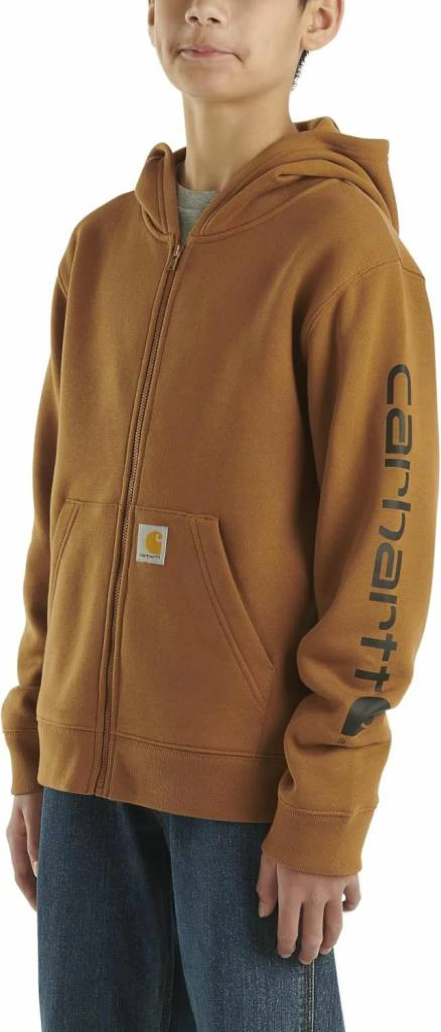 Carhartt Boys' Full-Zip Hoodie - Durable Long-Sleeve Fleece Sweatshirt with Hood for Kids