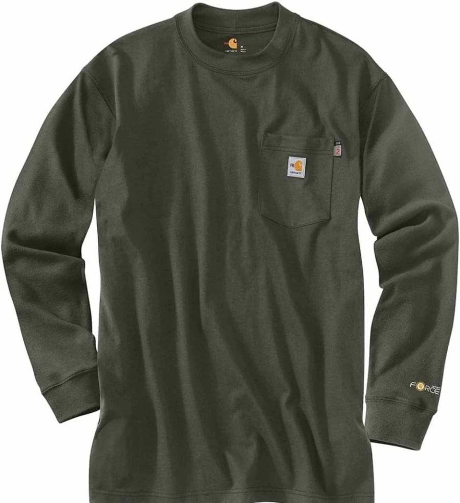 Carhartt Men's Flame-Resistant Force Long Sleeve Cotton T-Shirt 100235 - Durable Workwear for Safety & Comfort