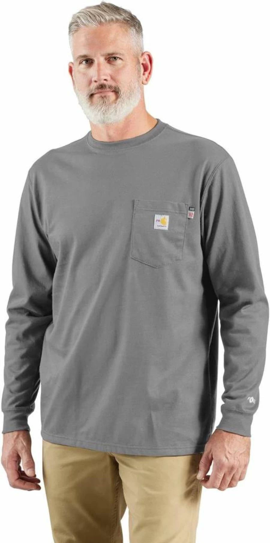 Carhartt Men's Flame-Resistant Force Long Sleeve Cotton T-Shirt 100235 - Durable Workwear for Safety & Comfort
