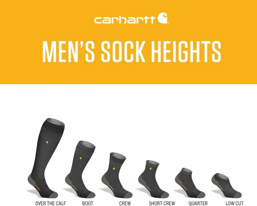 Carhartt Men's Force Midweight Crew Socks 2-Pack - Durable Work Socks for Men