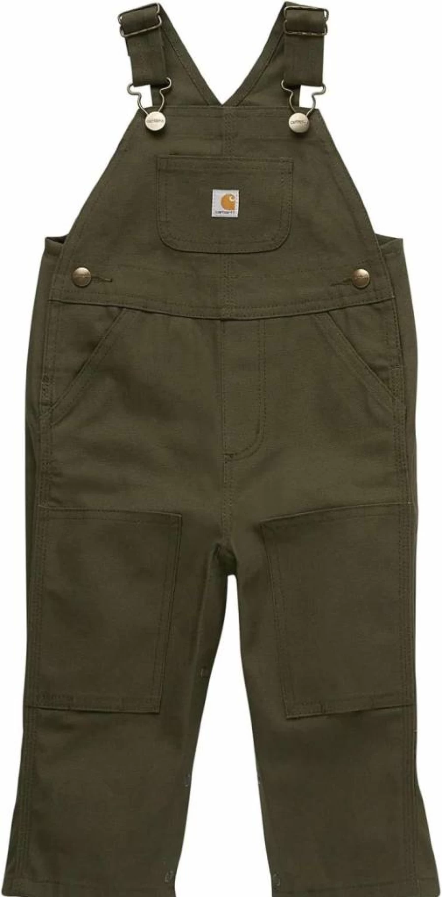 Carhartt Boys Olive Green Loose Fit Canvas Bib Overalls - Durable Workwear for Toddlers (9 Months Size)