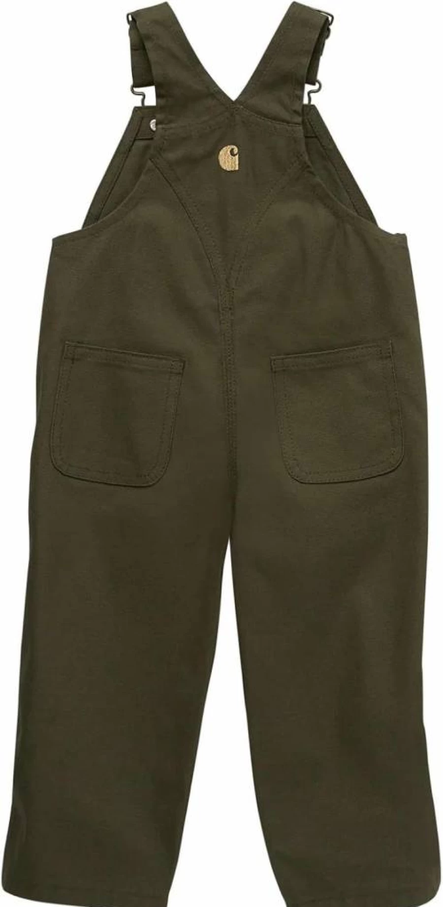 Carhartt Boys Olive Green Loose Fit Canvas Bib Overalls - Durable Workwear for Toddlers (9 Months Size)