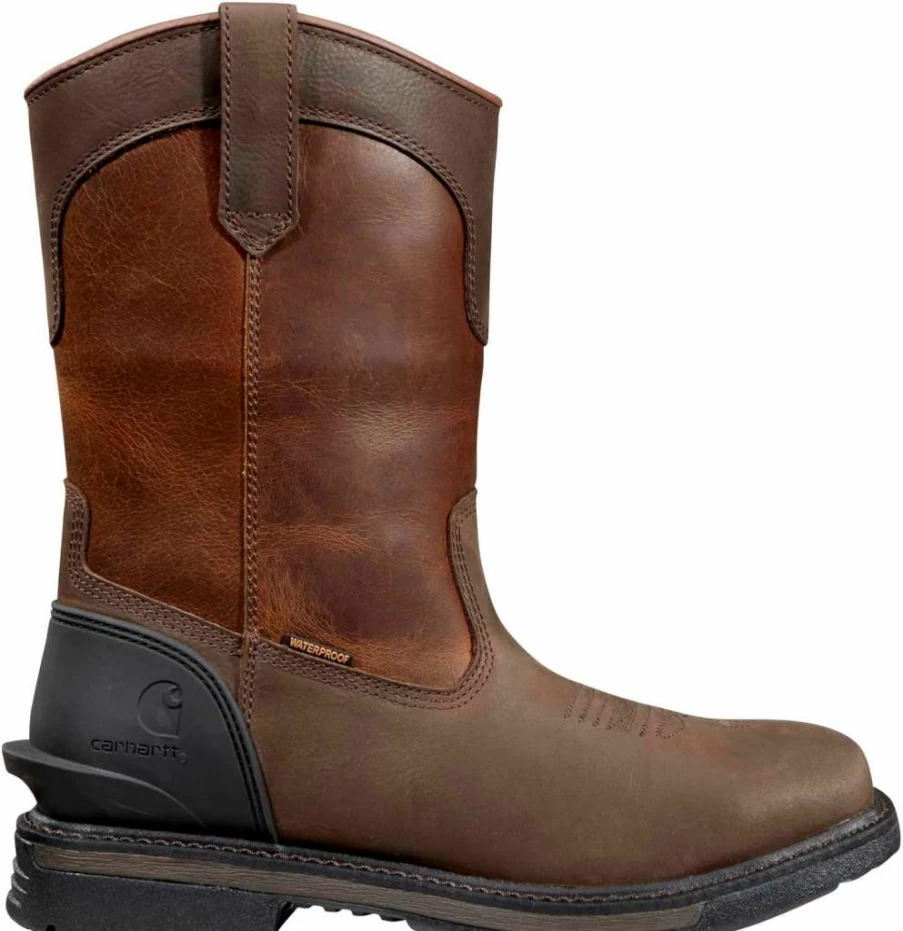 Carhartt Men's Dark Chocolate Red Montana Steel Toe 11" Waterproof Wellington Work Boots - Size 10.5 Medium