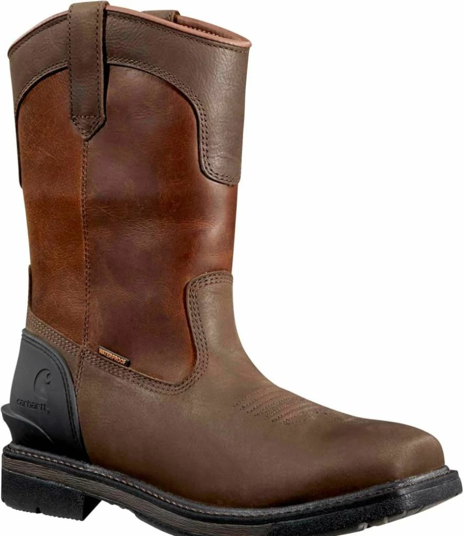 Carhartt Men's Dark Chocolate Red Montana Steel Toe 11" Waterproof Wellington Work Boots - Size 10.5 Medium