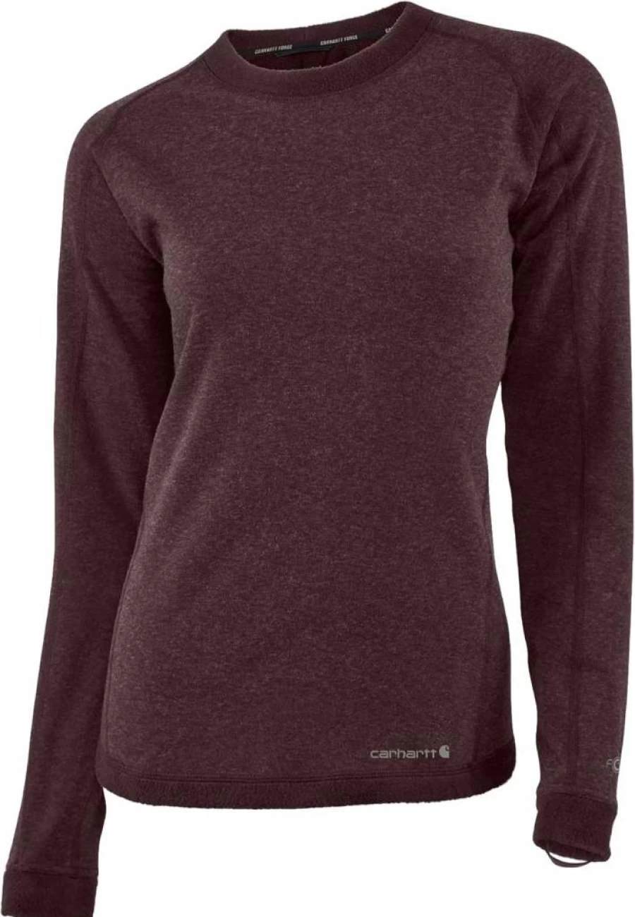 Carhartt Women's Heavyweight Fleece Base Layer Crewneck Top - Synthetic Wool-Blend Warm Workwear