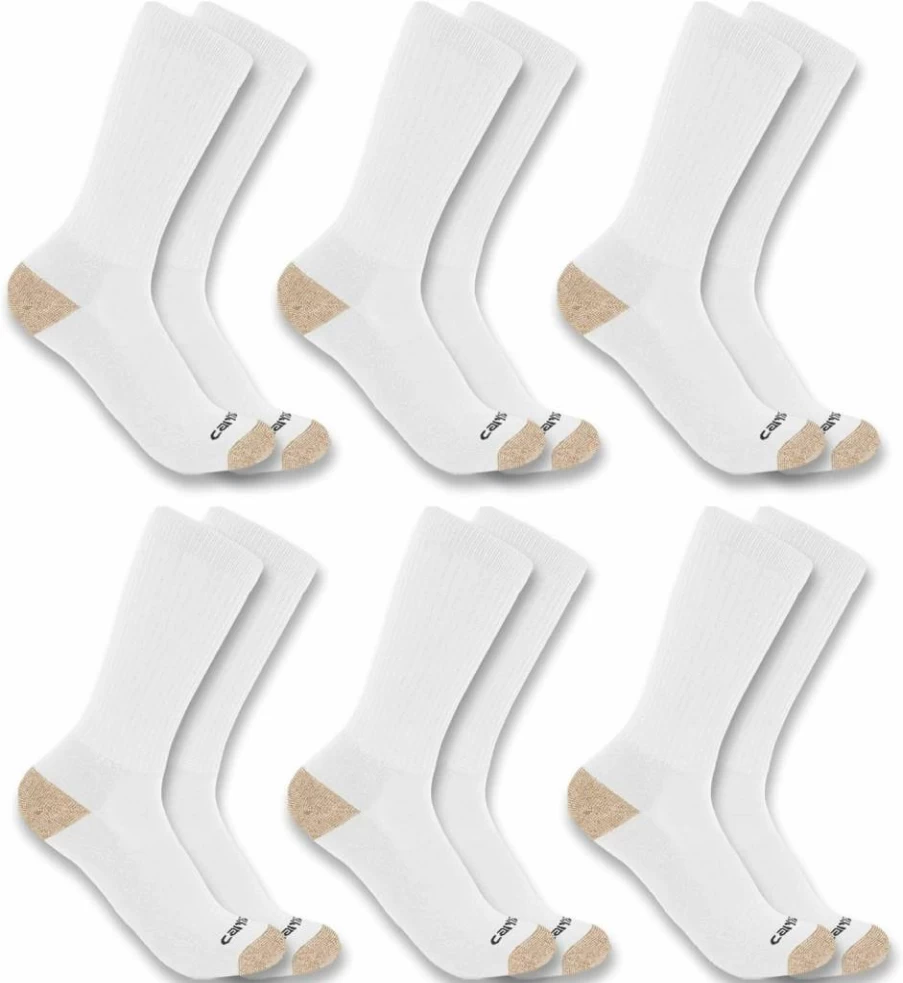 Carhartt Men's SC1156M Midweight 6-Pack Crew Socks - Durable Work Socks for Men