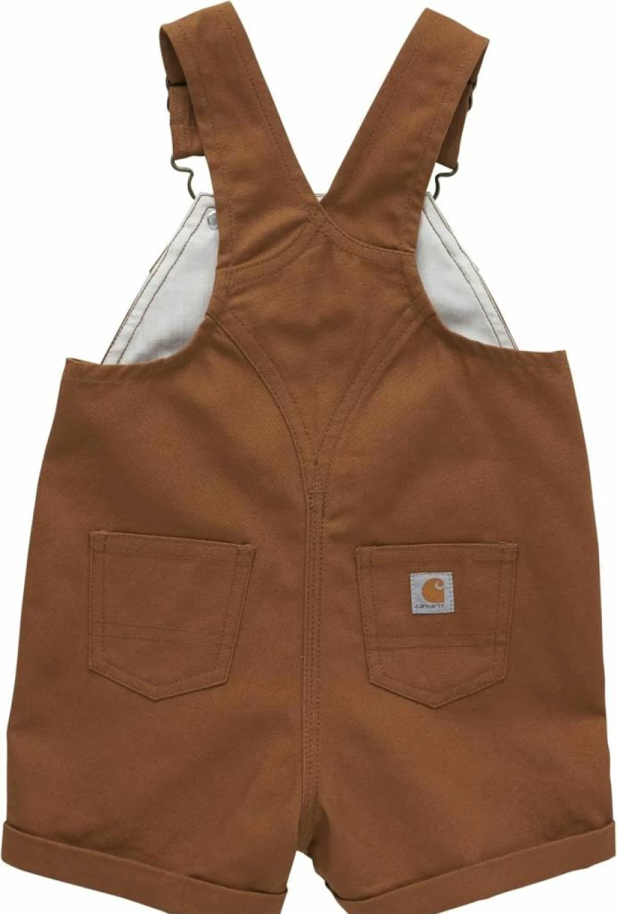 Carhartt Girls' Canvas Ruffle Front Shortall CM9748 - Durable Kids' Denim Overalls