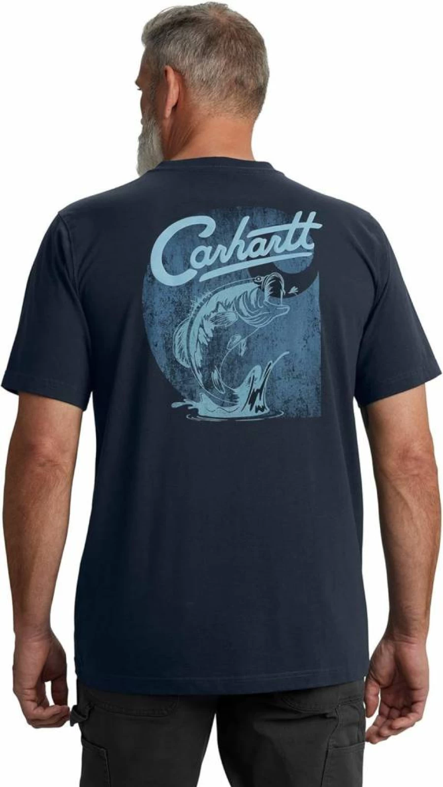 Carhartt Men's Relaxed Fit Short-Sleeve T-Shirt with Pocket and Fish Graphic Design