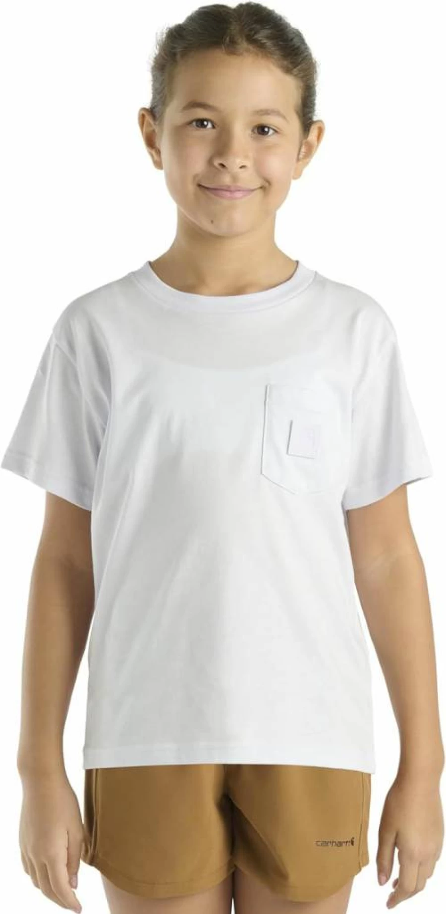 Carhartt Girls' Short-Sleeve Tonal Patch Pocket T-Shirt - Ca7109 Kids' Casual Tee