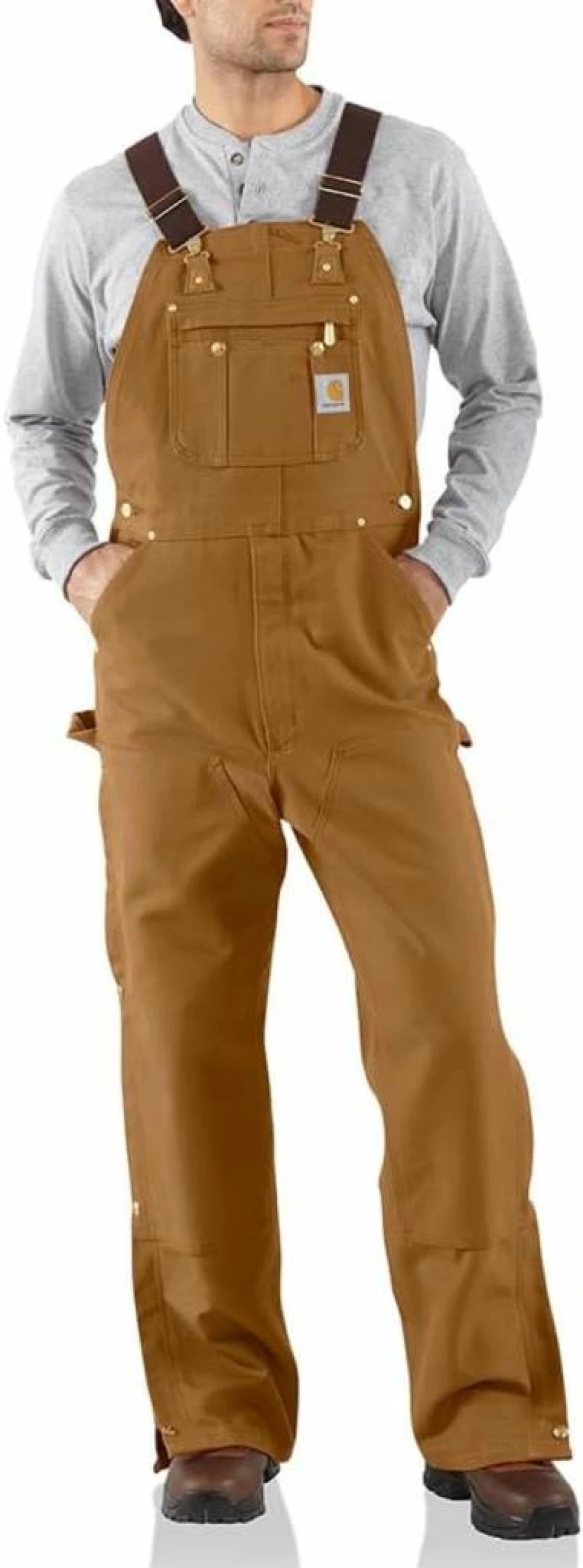 Carhartt Men's Loose Fit Heavy Duty Bib Overalls in Durable Duck Canvas Workwear
