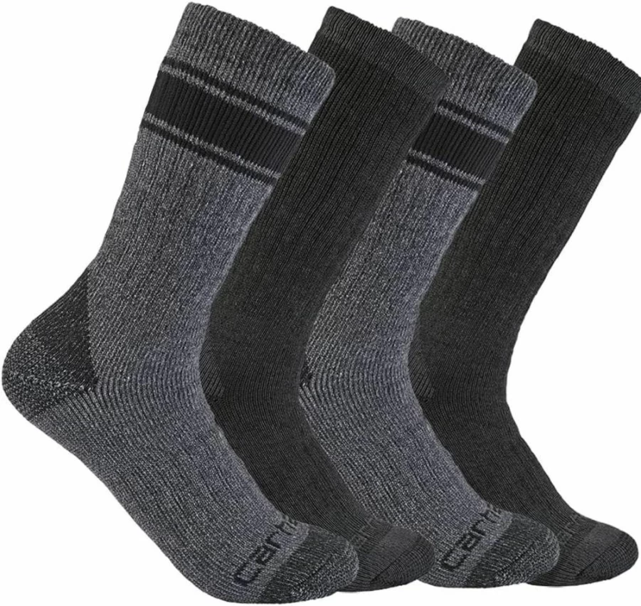 Carhartt Men's Heavyweight Work Crew Socks 4-Pack Durable Comfort for Tough Jobs