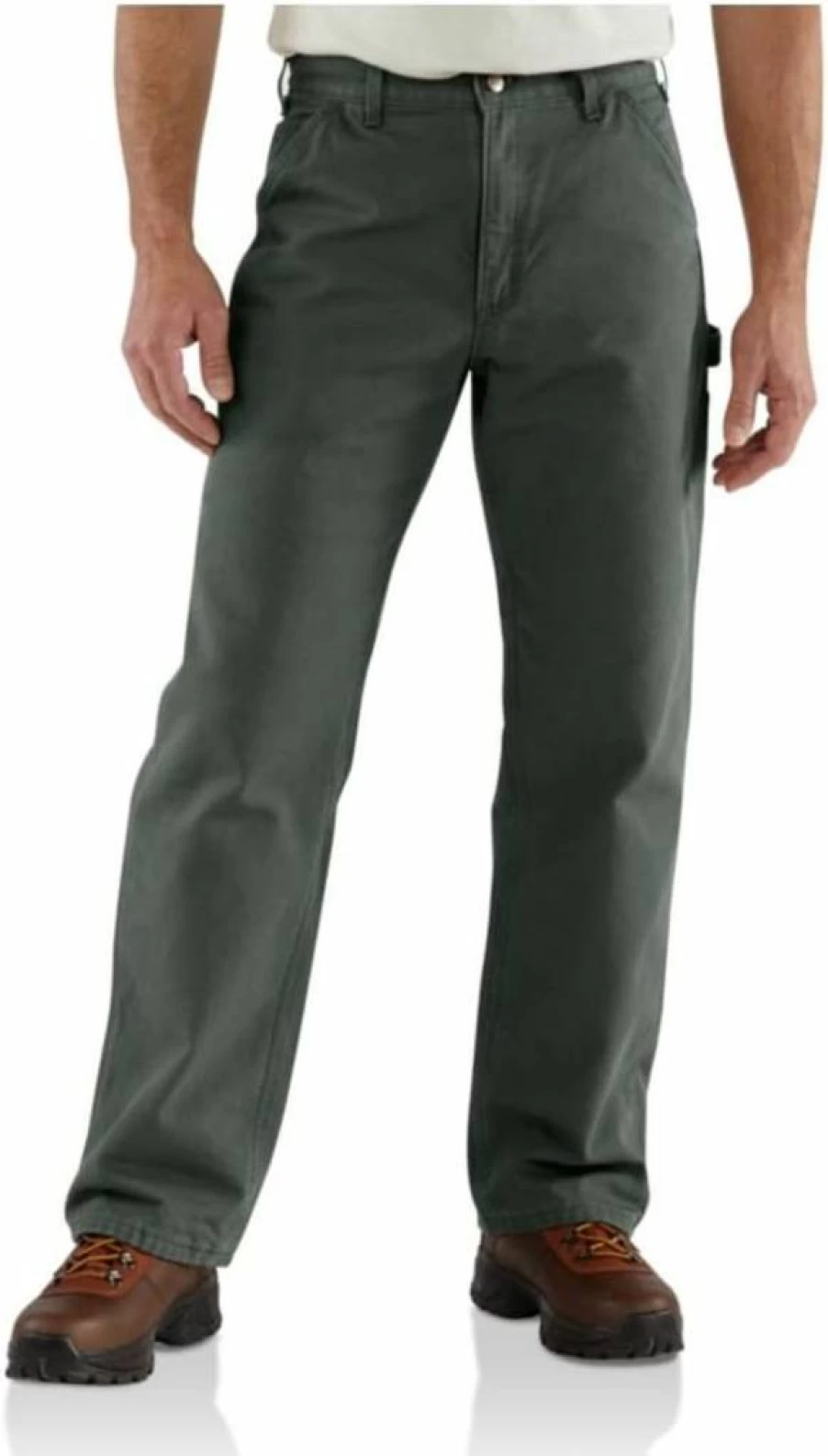 Carhartt Men's Loose Fit Washed Duck Utility Work Pants with Flannel Lining