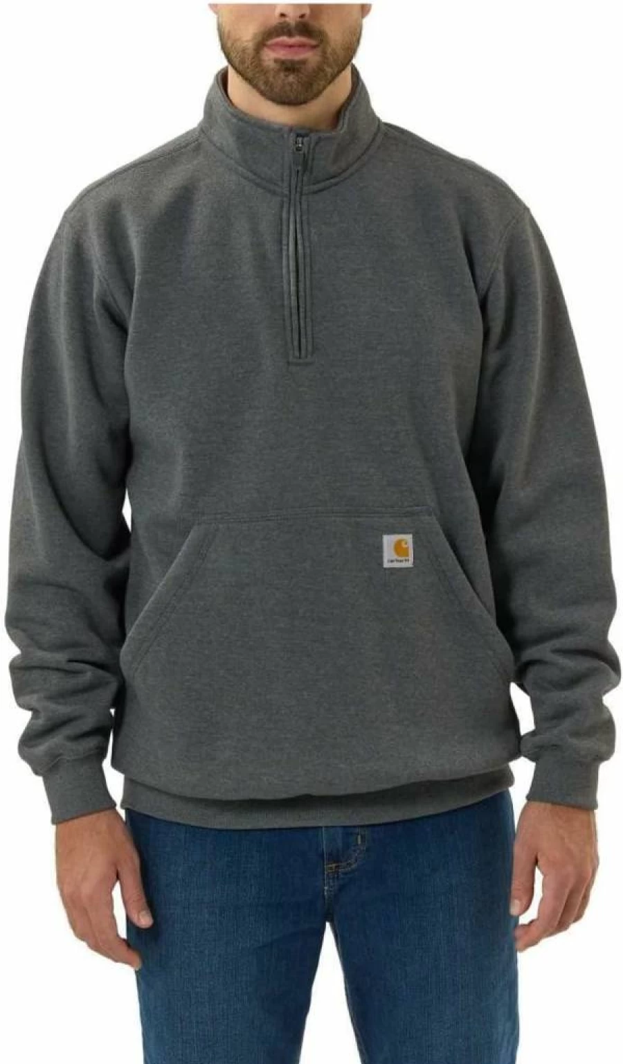 Carhartt Men's Loose Fit Quarter-Zip Mock Neck Sweatshirt - Midweight Pullover for Work & Casual Wear