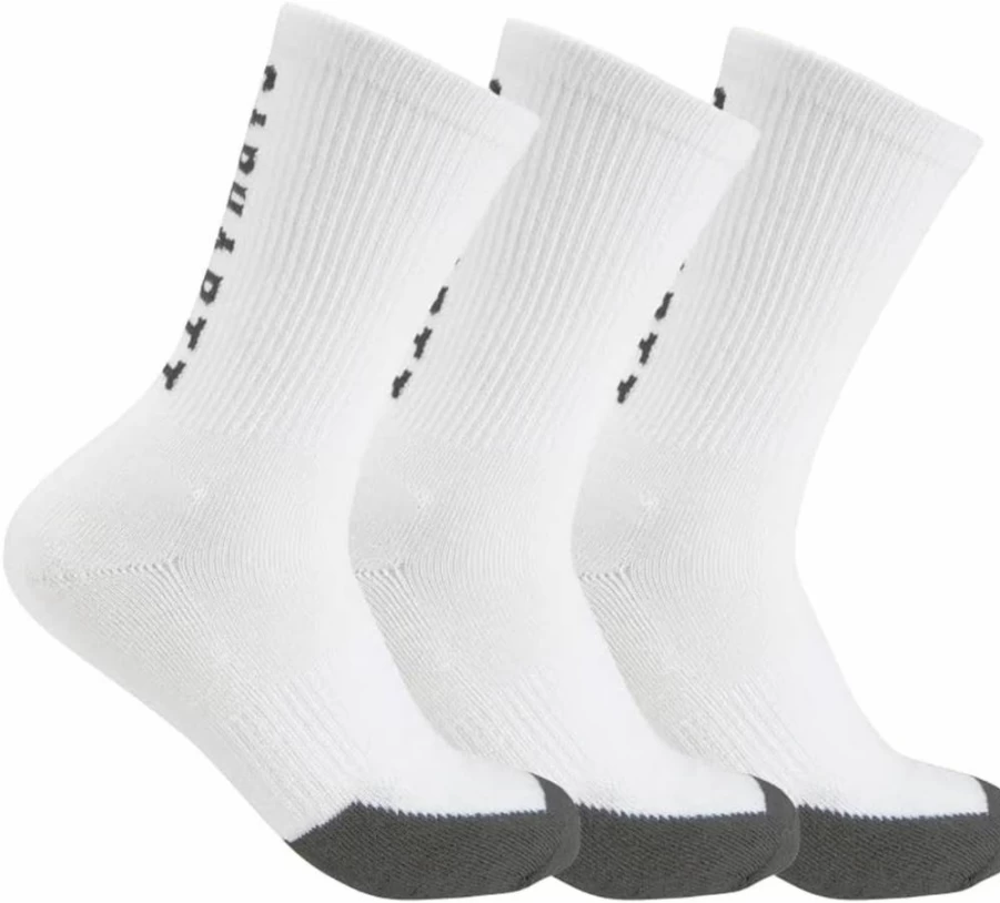 Carhartt Men's Force Midweight Logo Crew Socks 3-Pack - Durable Work Socks with Reinforced Arch Support