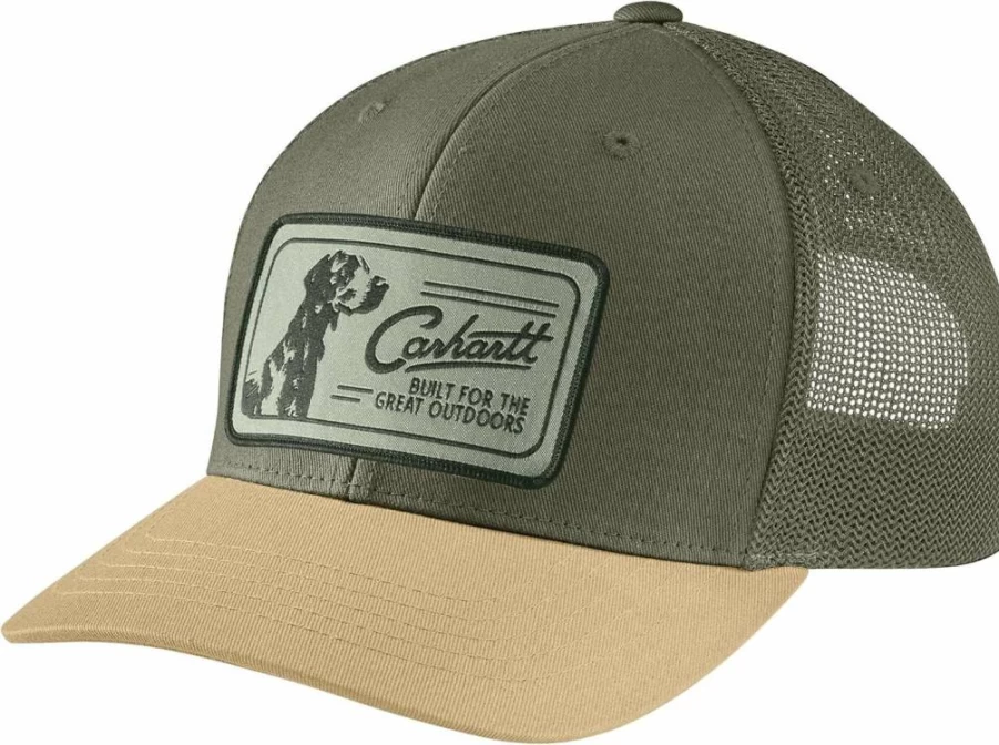 Carhartt Men's Canvas Mesh-Back Dog Patch Adjustable Baseball Cap 106913