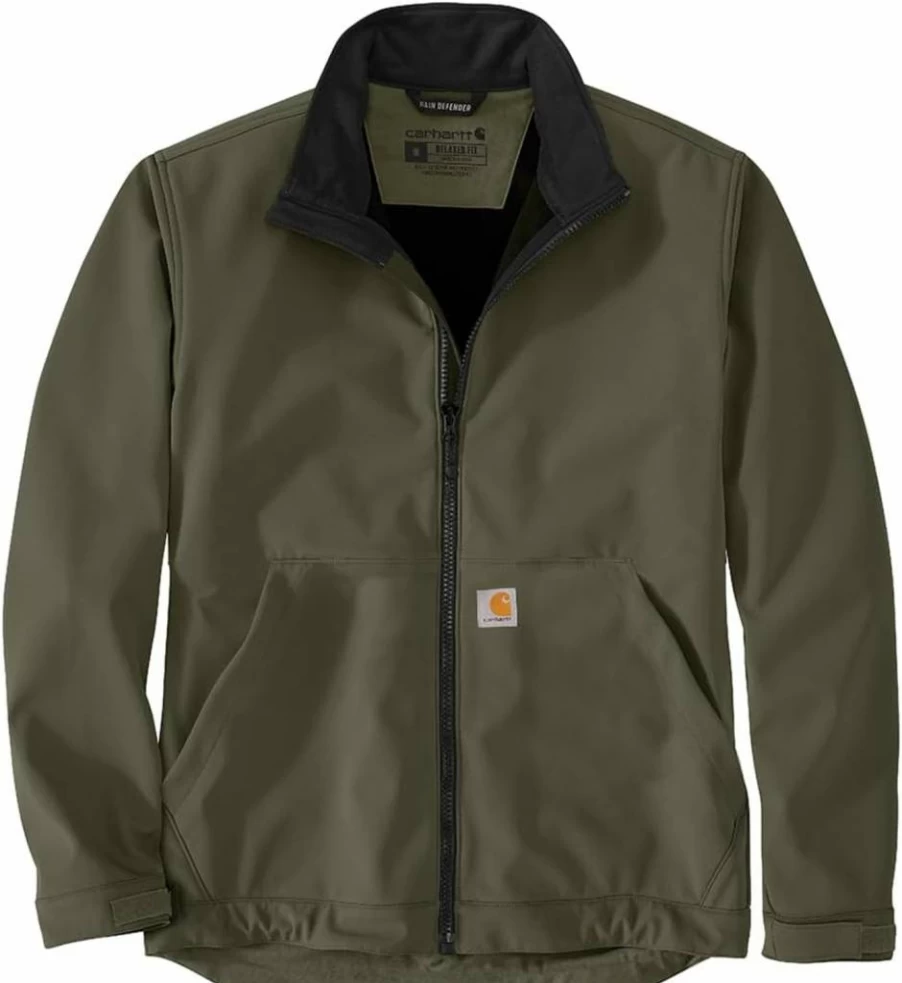 Carhartt Men's Rain Defender Relaxed Fit Softshell Jacket - Water-Resistant Windproof Work Jacket for Outdoor Activities