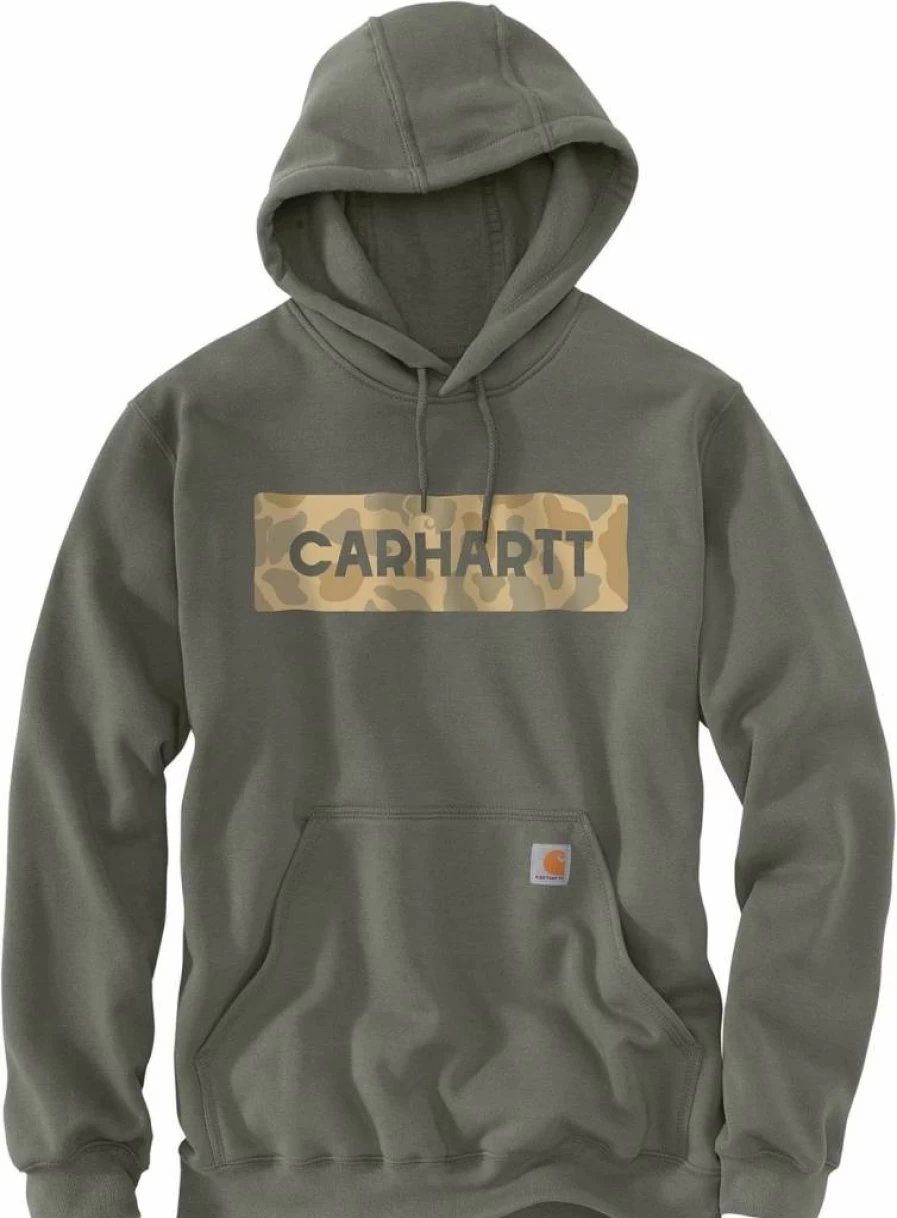 Carhartt Men's Camouflage Logo Graphic Sweatshirt - Loose Fit Midweight Pullover Hoodie