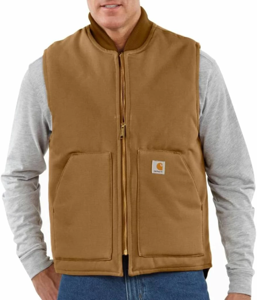 Carhartt Men's Relaxed Fit Insulated Duck Vest with Rib Collar - V01 Workwear