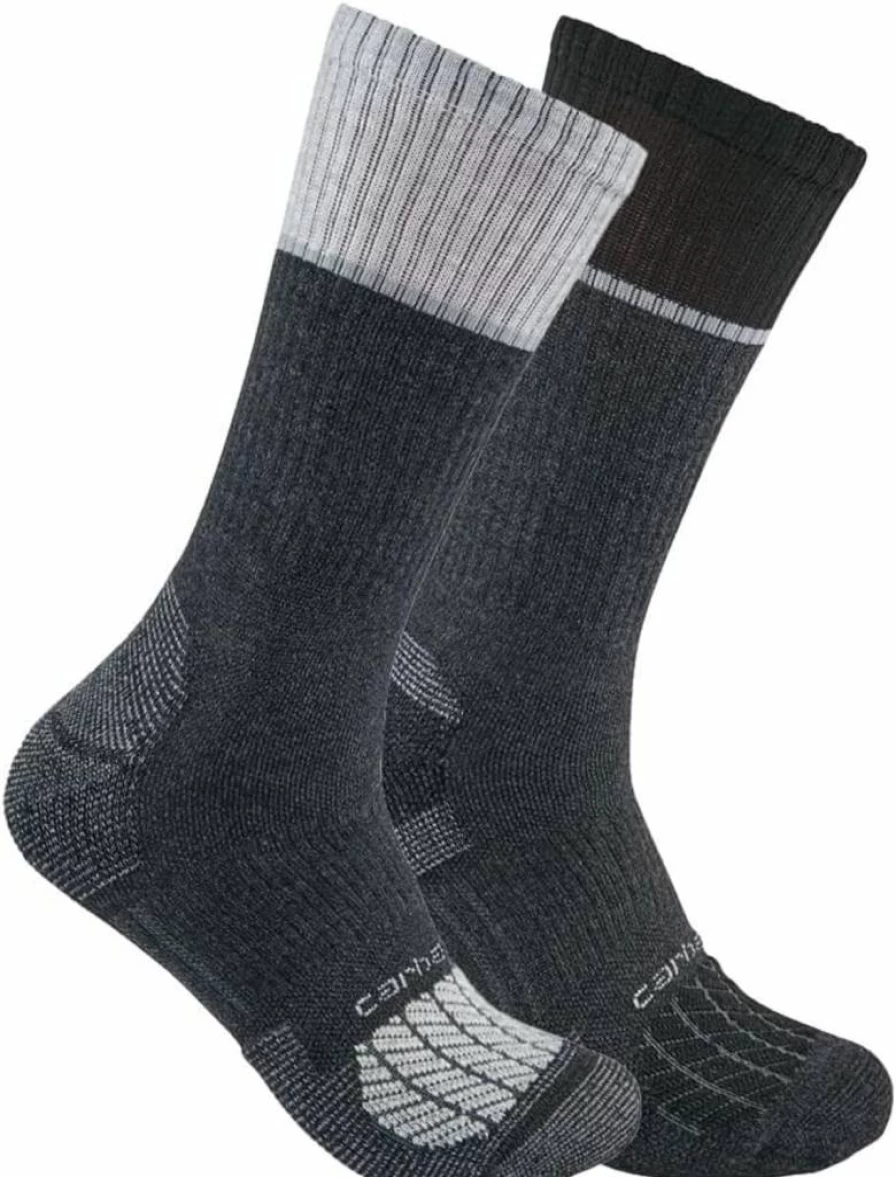 Carhartt Men's Force Midweight Steel Toe Work Socks 2-Pack - Durable Crew Socks for Safety & Comfort