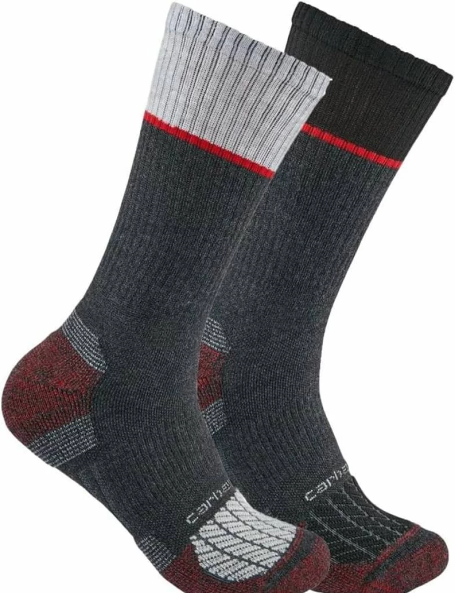 Carhartt Men's Force Midweight Steel Toe Work Socks 2-Pack - Durable Crew Socks for Safety & Comfort