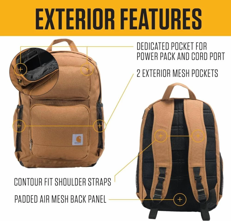 Carhartt Navy 28L Dual-Compartment Backpack - Durable One Size Fits All Gear Bag for Work & Travel